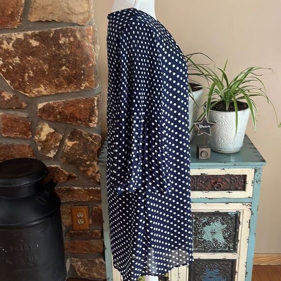 Robert Louis Navy and White Polka Dot Bell Sleeve Dress Size Small - Picture 4 of 11